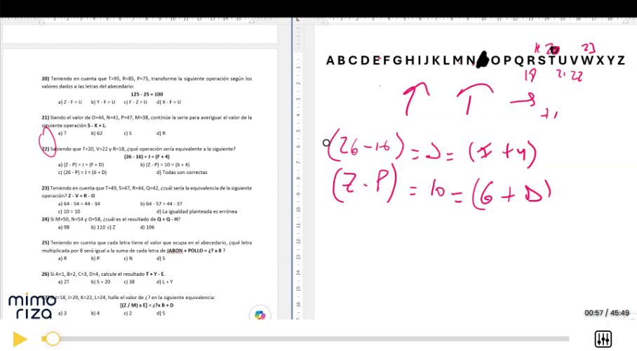 Clase grabada de corrección de ejercicios psicotécnicos