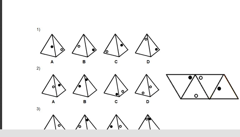 Ejercicio de visión espacial con tetraedros del curso de psicotécnicos